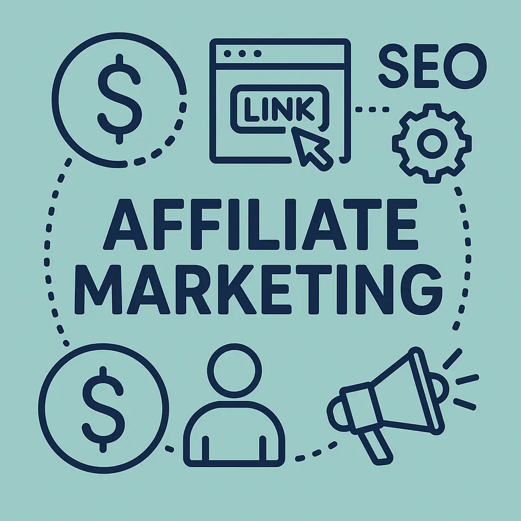Affiliate program illustration with Surfer SEO referral concept