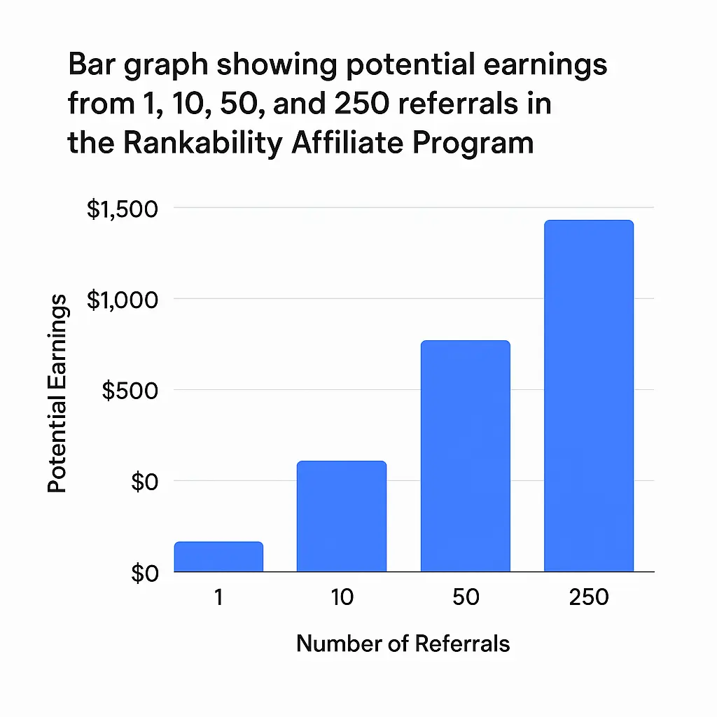 Commission potential graph for Rankability Affiliate Program referrals