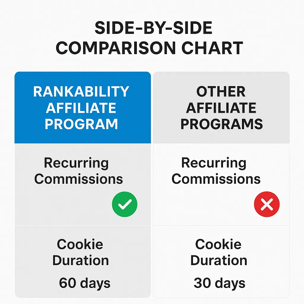 Rankability Affiliate Program compared to other affiliate programs