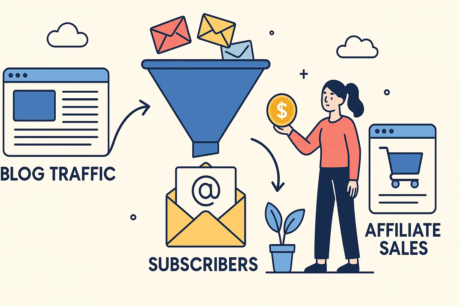 Email funnel turning visitors into affiliate buyers