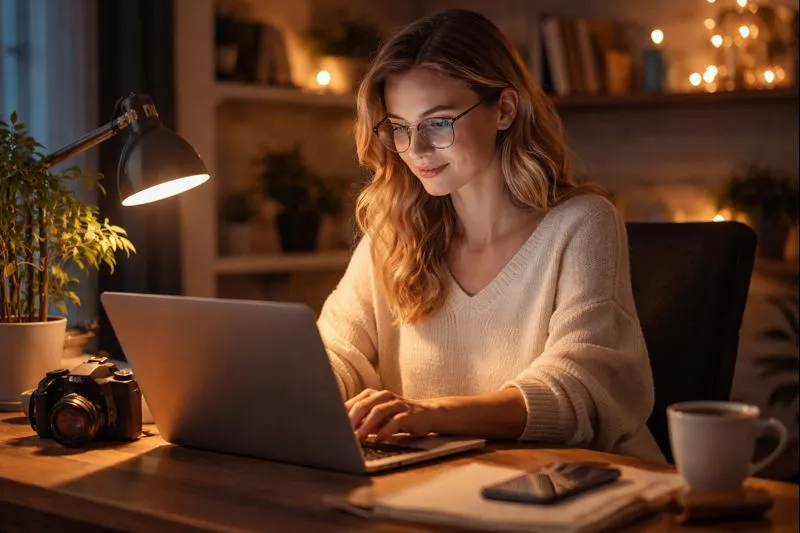 Early stage blogger working late