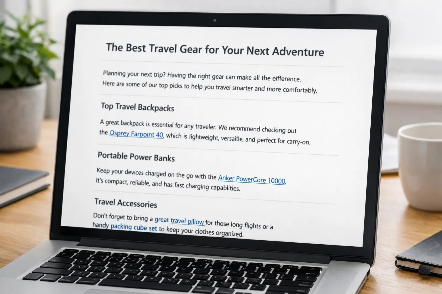Blog article displaying affiliate links placed naturally within helpful content