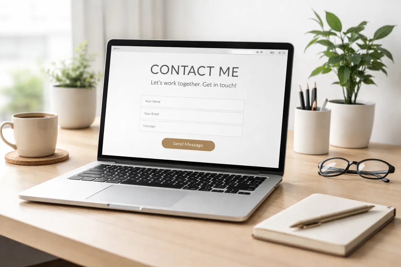 Simple website offering consulting services with contact button