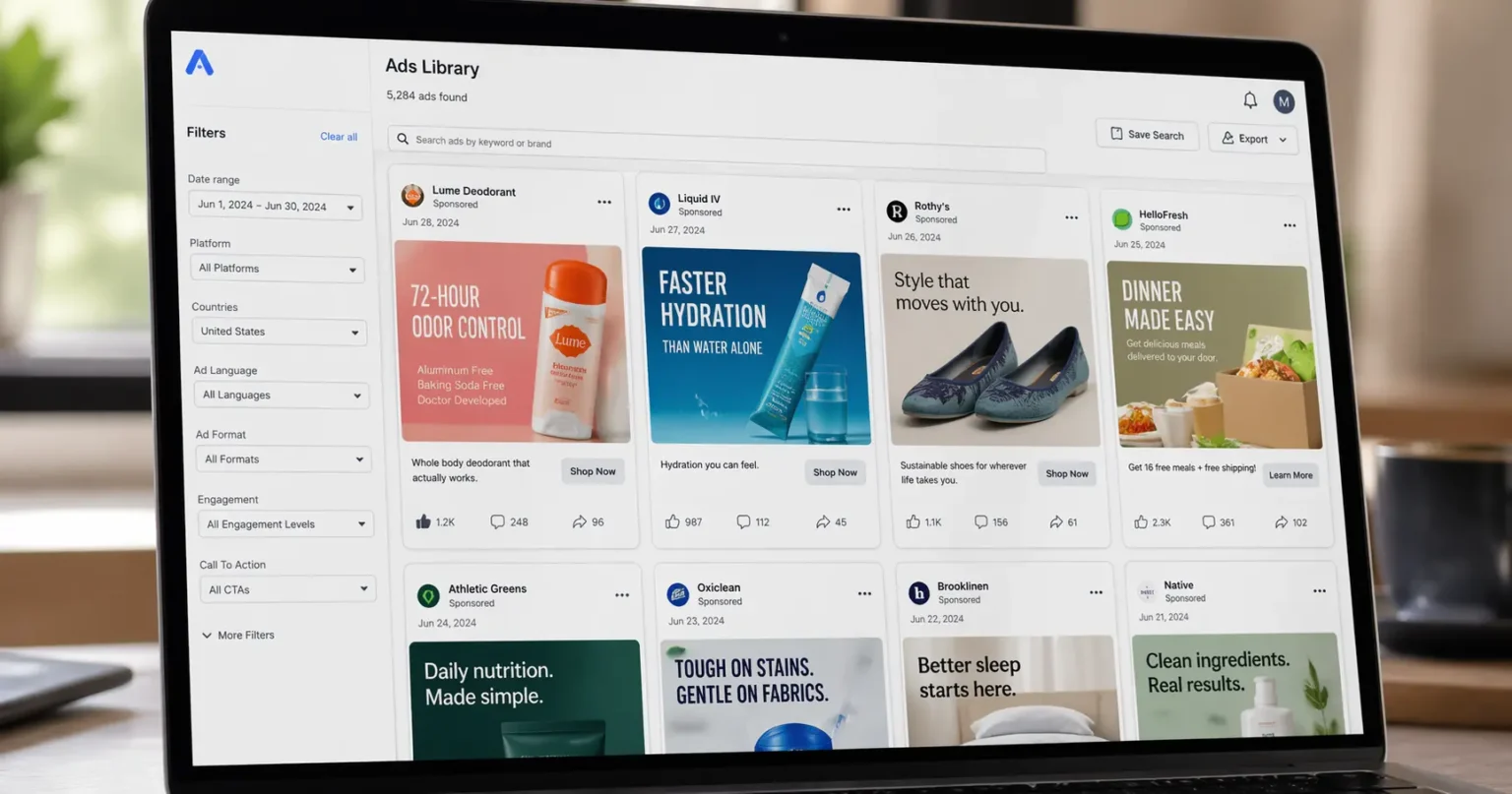 Browsing ad creatives in AdFox ad library