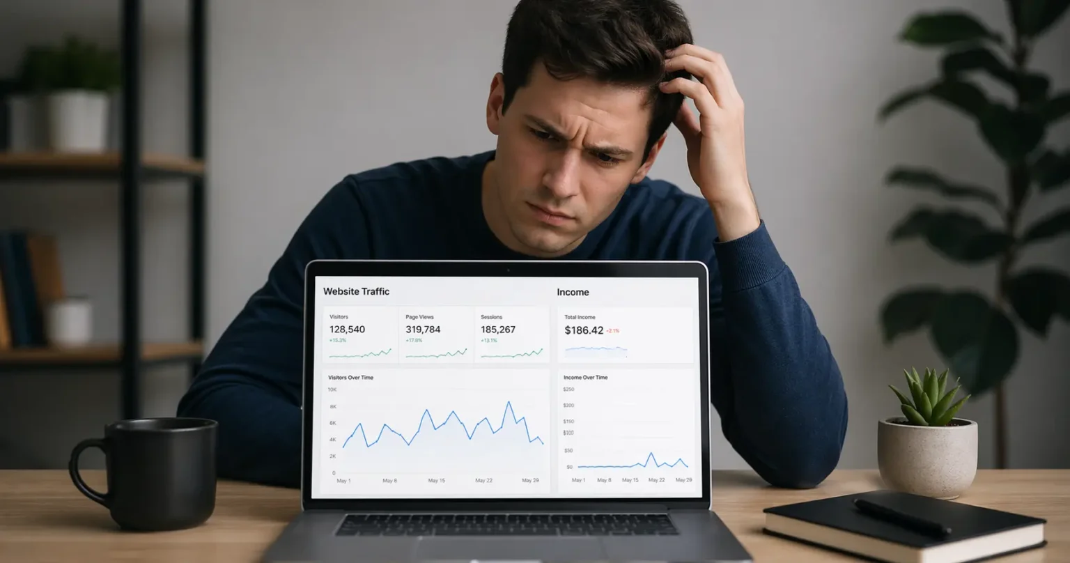 Confusion between website traffic and online income