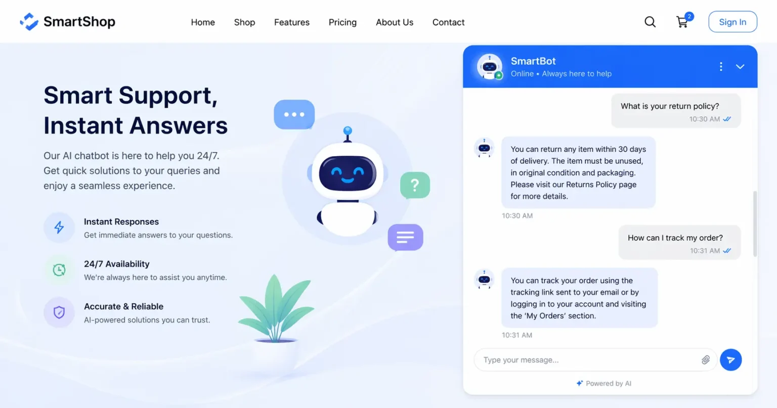 CustomGPT AI chatbot answering business queries