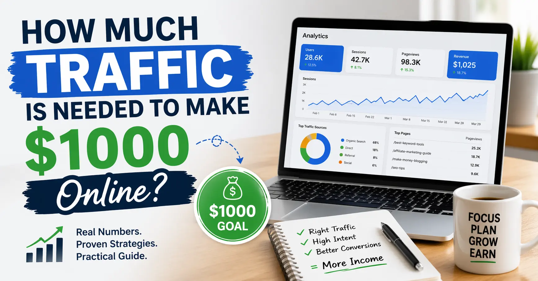 How much traffic is needed to make 1000 online analytics dashboard