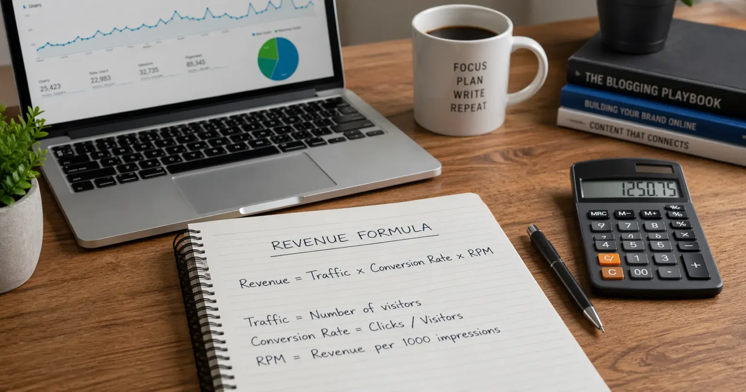 Website income formula traffic conversion rate RPM