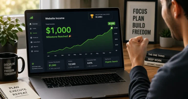 Website income reaching 1000 milestone