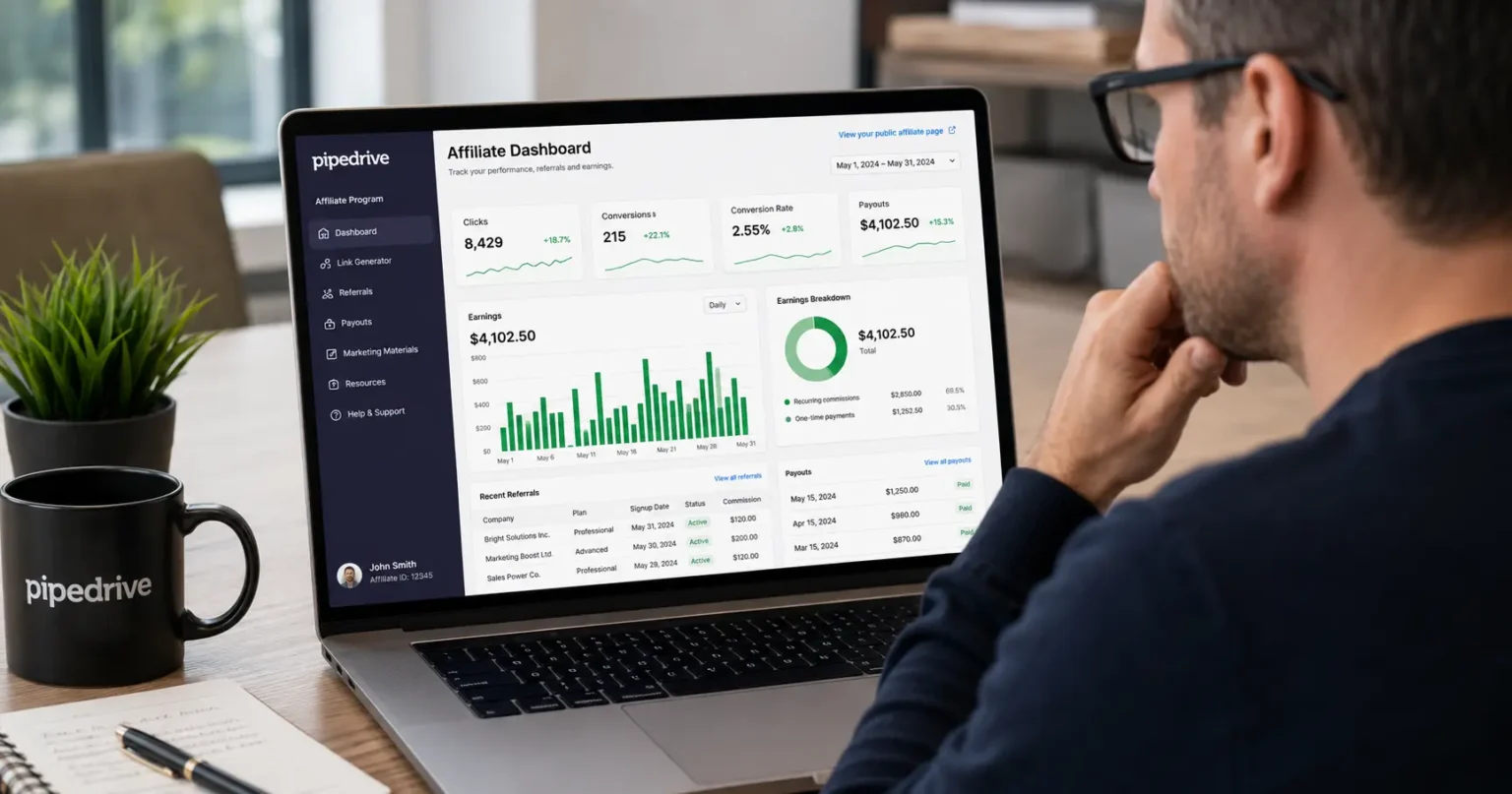 Affiliate dashboard with PartnerStack reporting tools