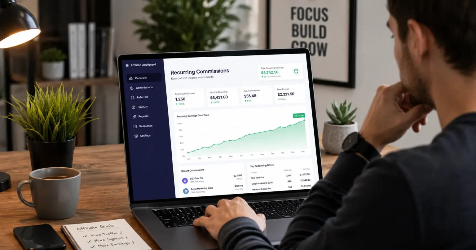 Affiliate marketer tracking recurring commissions from GravityWrite affiliate program