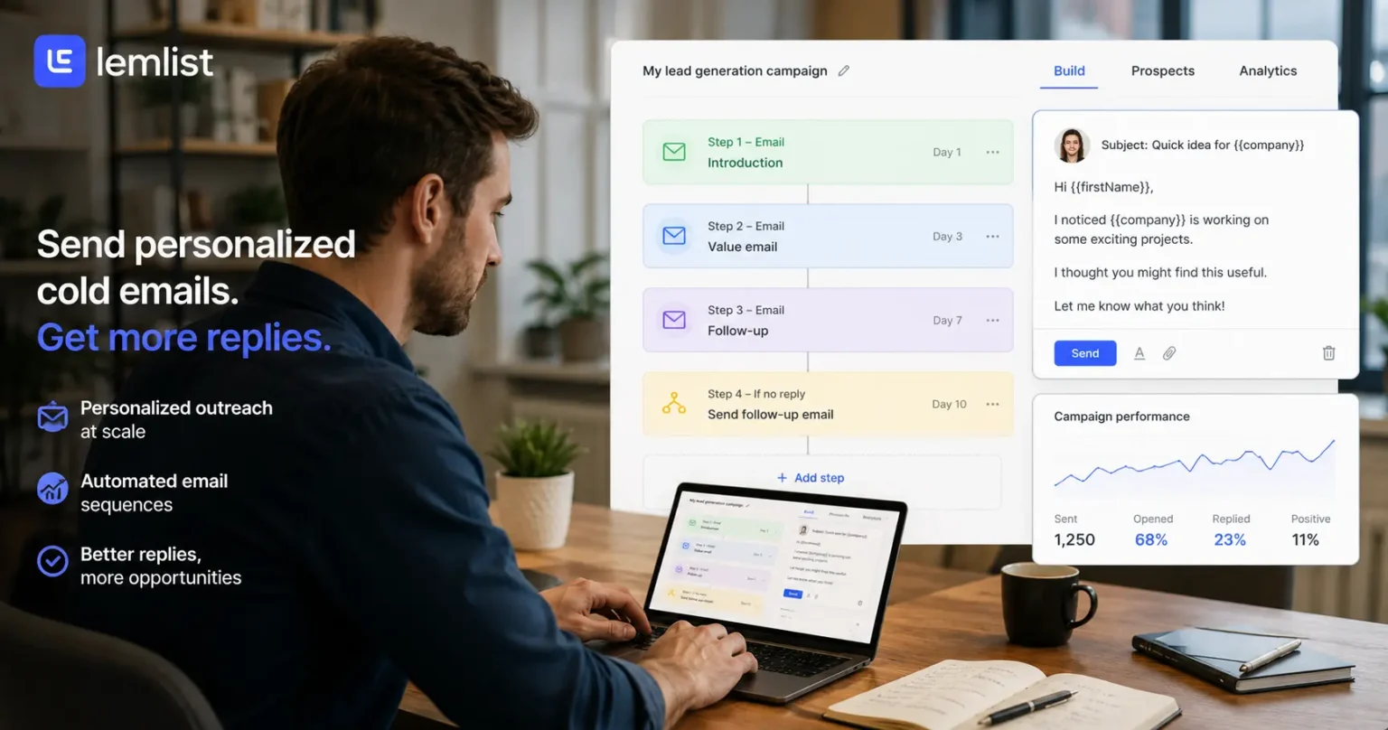 Business using Lemlist for personalized cold email outreach
