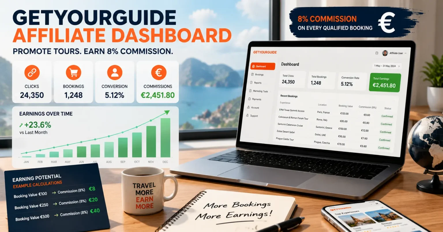 GetYourGuide affiliate commission and earnings example