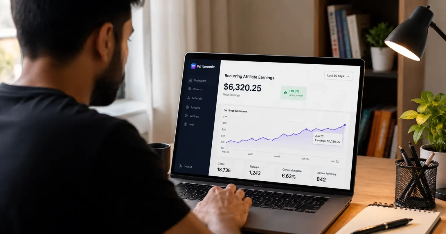 Recurring commission earnings from Writesonic affiliate program