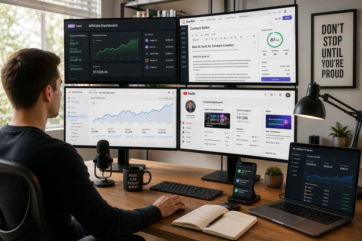 Affiliate marketer earning recurring commissions by promoting AI software