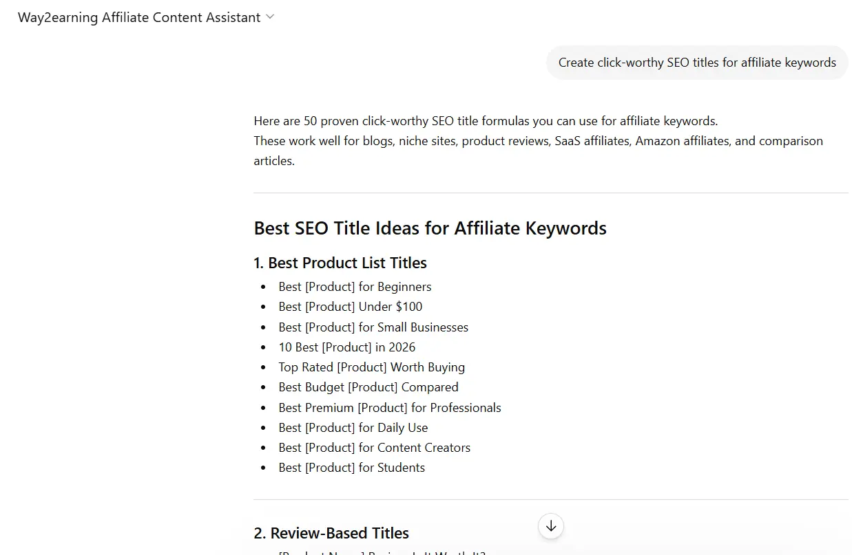 Create click-worthy SEO titles for affiliate keywords