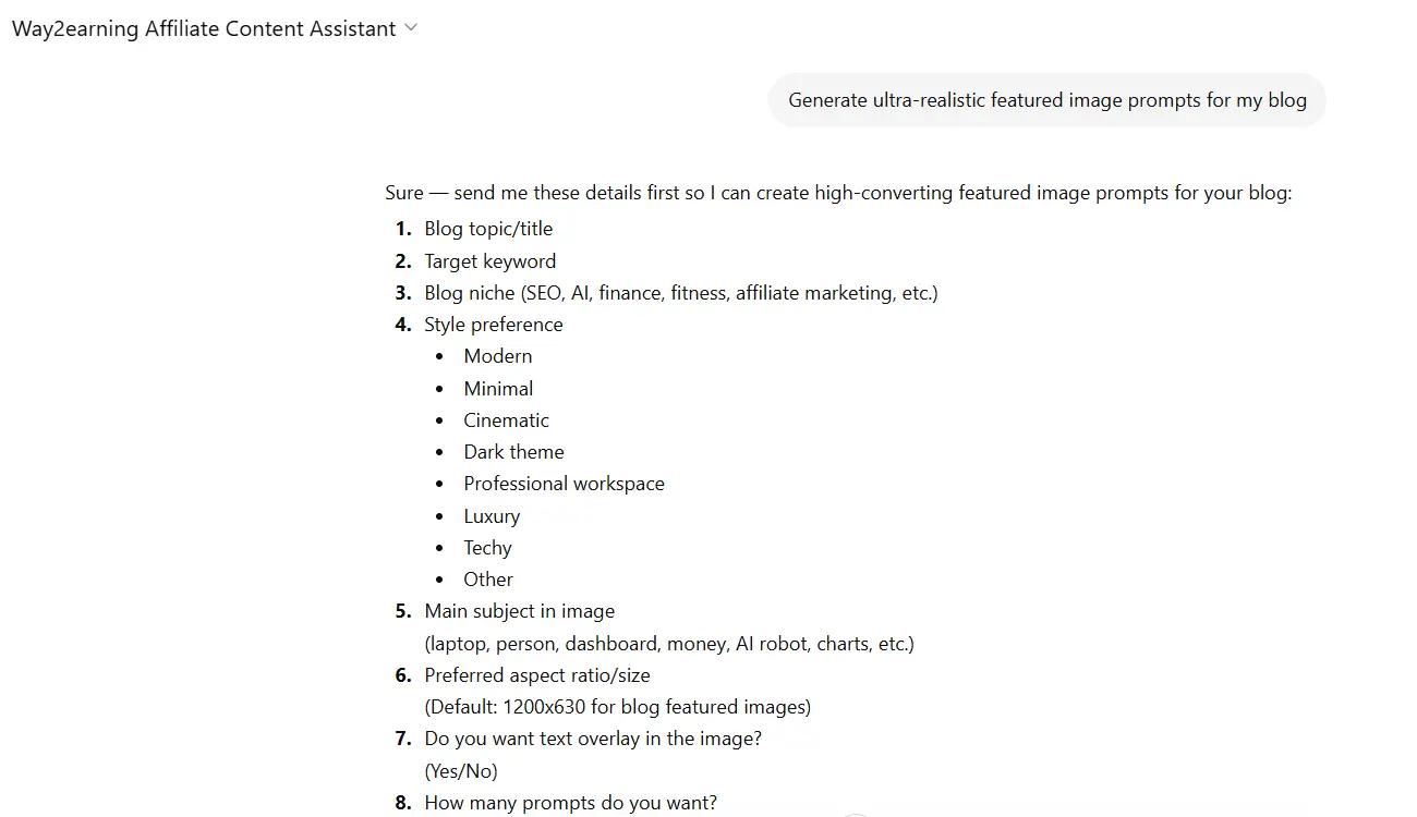 Generate ultra-realistic featured image prompts for my blog