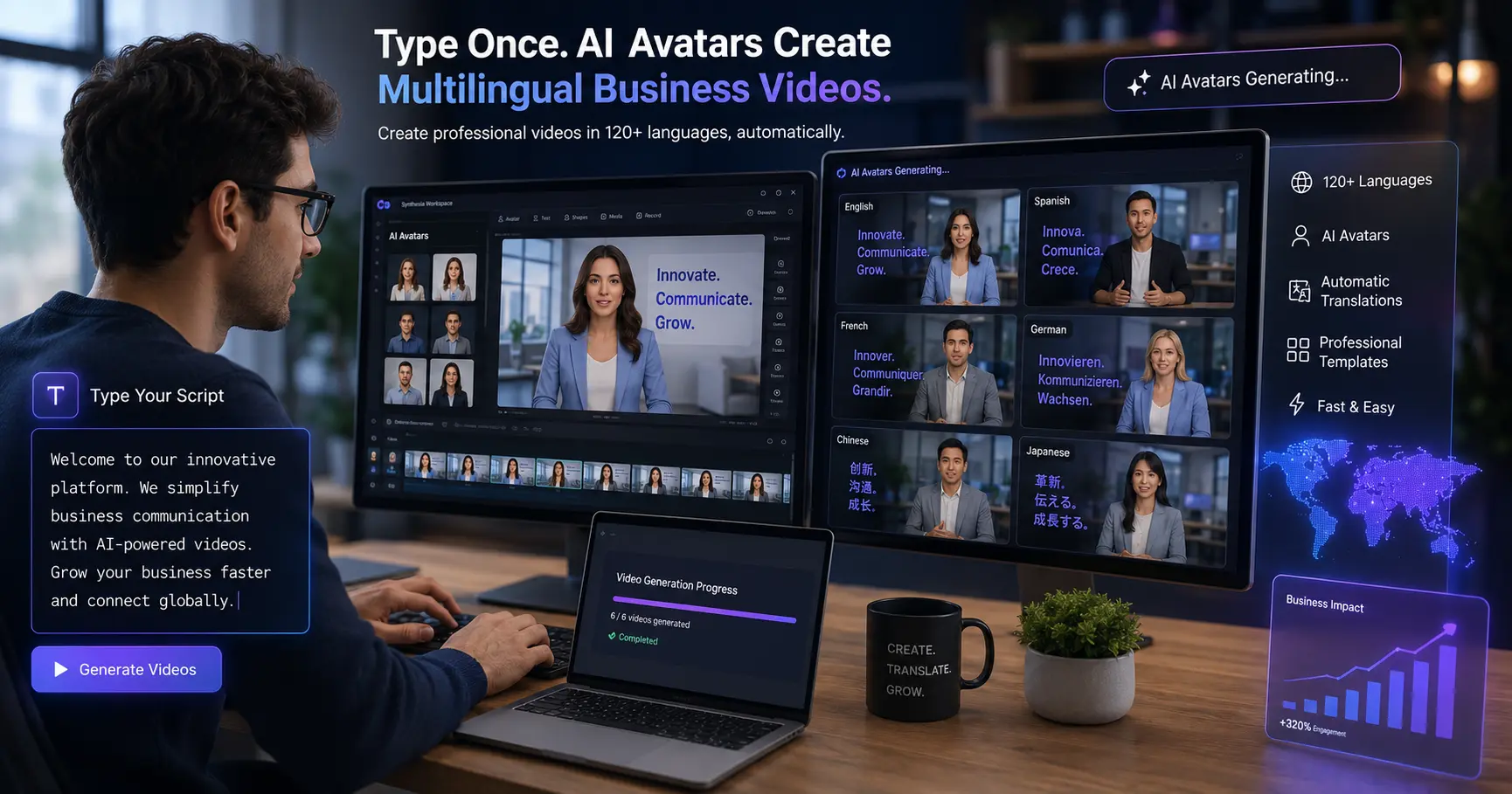 AI video creation using Synthesia avatars