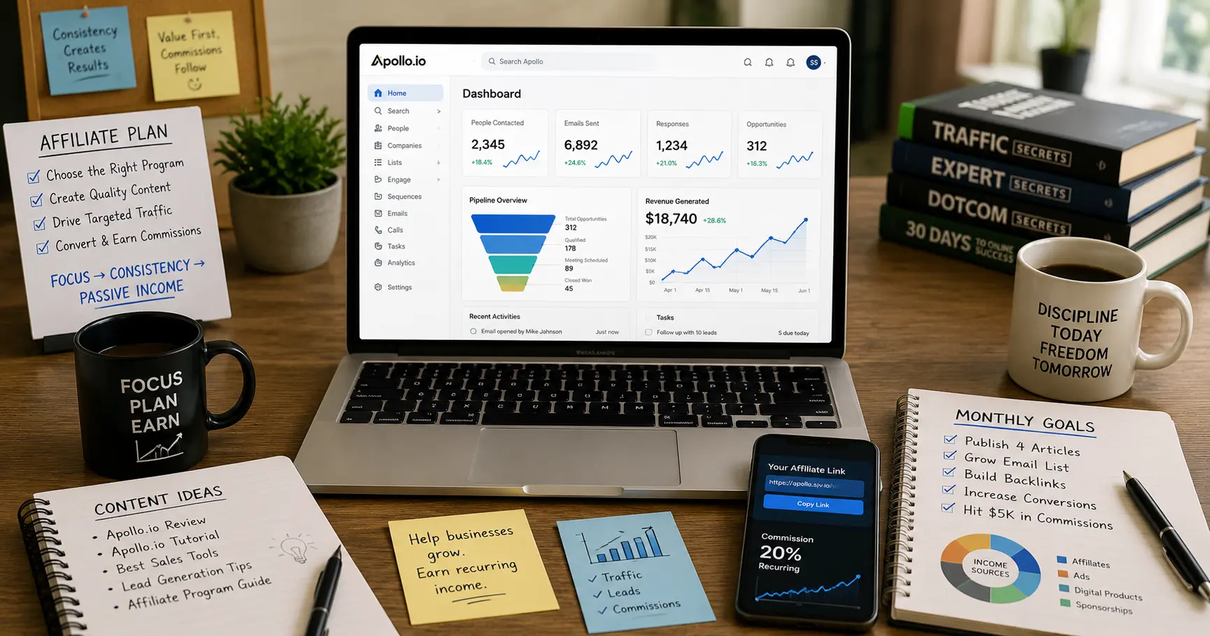 Apollo.io affiliate marketing workspace