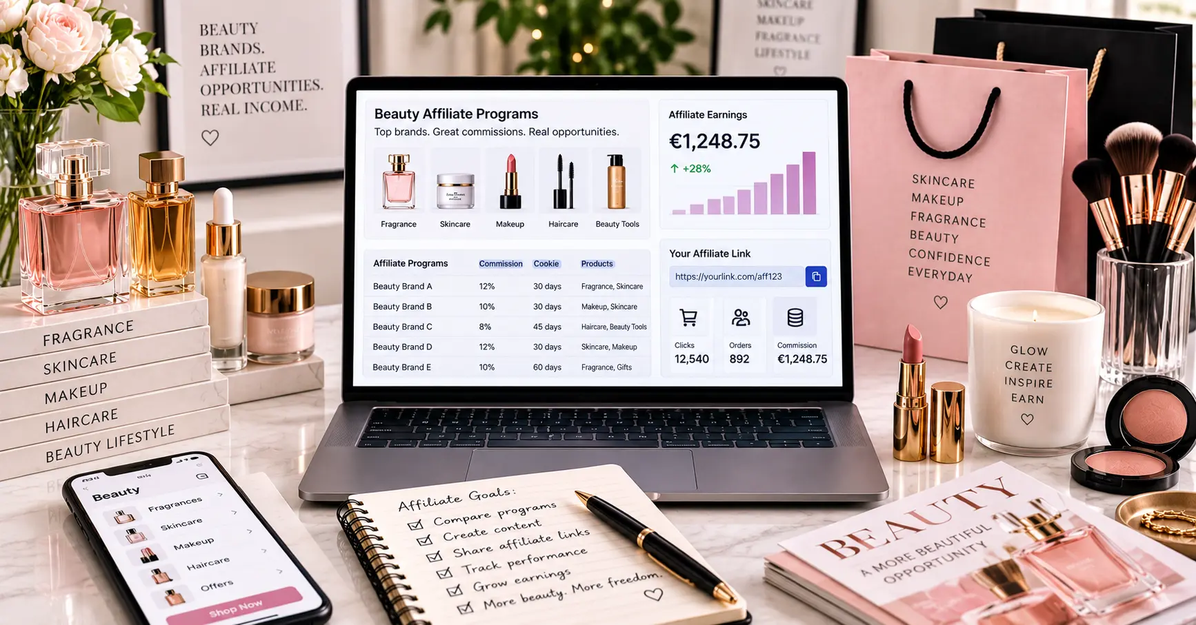 Beauty affiliate programs for fragrance, skincare and cosmetics publishers